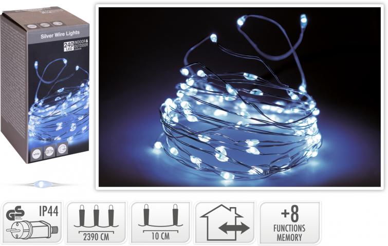 Светещ гирлянд 240 LED бяла светлина - Светеща верига
