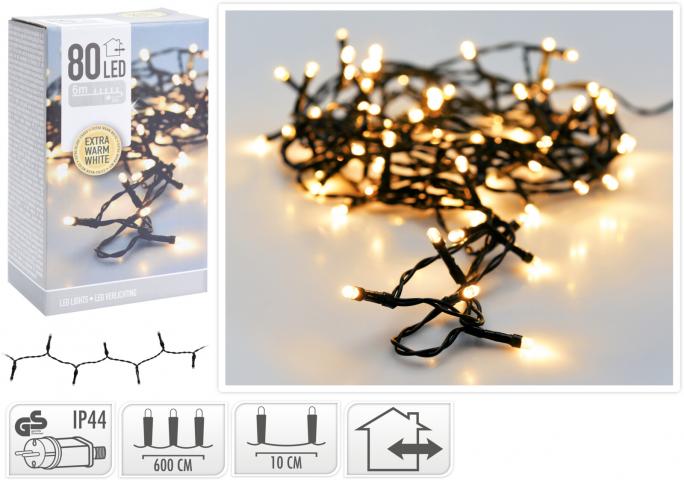 Светлинна верига 80 LED топло бяла - Светеща верига