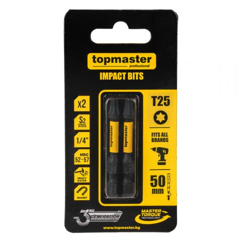 Накрайници ударни TX25 Topmaster 50 мм 2 бр - Битове
