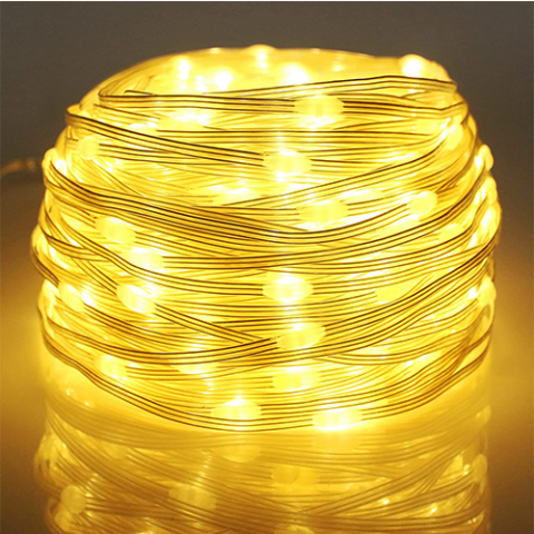 Светещ гирлянд 100 LED топло бяла светлина - Светеща верига