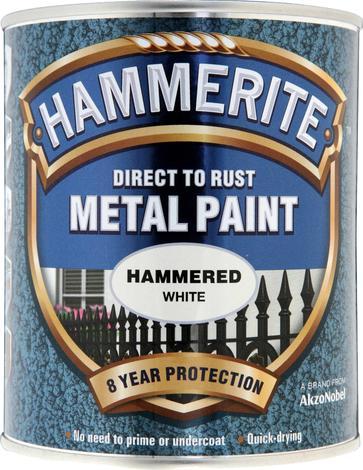 Боя за метал Hammerite 0.75 л бял хамър ефект - Бои за метал