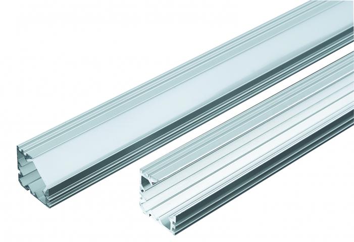 Алуминиев профил за LED лента за открит ъглов 18мм-2 м с матиран разсейвател Lightex - Led ленти и аксесоари