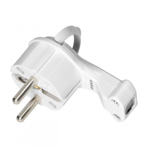 Щепсел Uni Schuko 16A 250V с ринг за кабел 90° - Pvc щекери и щепсели