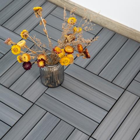 Декинг WPC плочкa PREMIUM 30х30x2,8cm, Светло сив, снимка 2 - Декинг