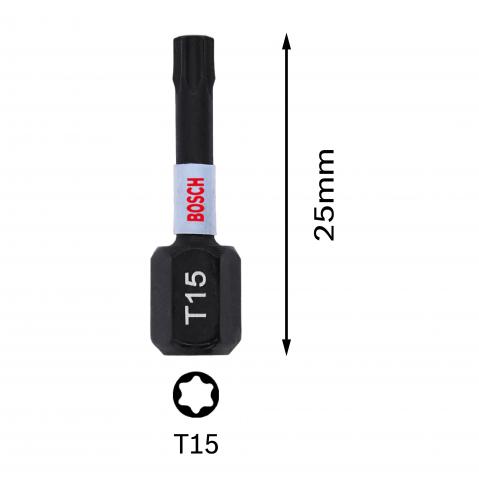 Комплект битове Impact Control T15 25 мм Bosch 2 бр., снимка 3 - Битове