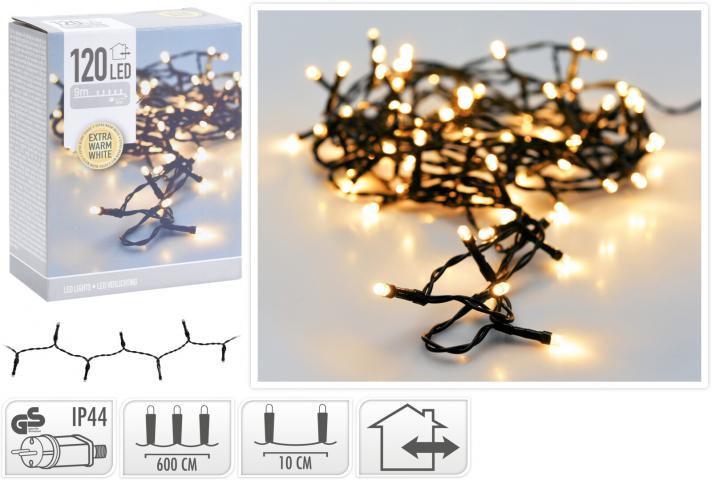 Светлинна верига 120 LED топло бяла - Светеща верига