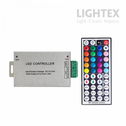 Радиочестотен контролер с дистанционно управление Lightex за RGB 44 бутона 144W - Led ленти и аксесоари