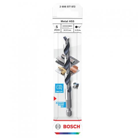 Свредло Bosch Metal HSS HEX 5х52x91 мм, снимка 3 - Свредла за метал