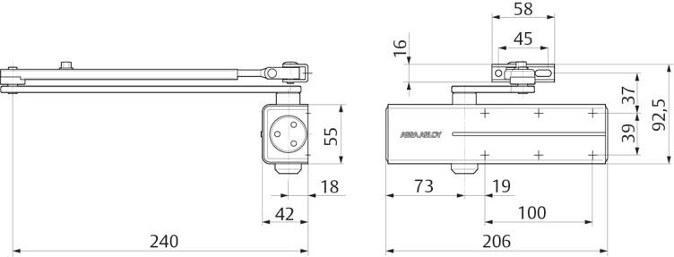 Автомат за врата, стандартно рамо EN2/3/4/5, черен, снимка 2 - Аксесоари за врати