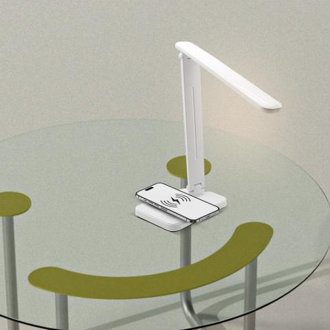 LED работна лампа IVSI 5W 280 lm, CCT, бяла,с безжично зареждане, снимка 3 - Лампи за бюро