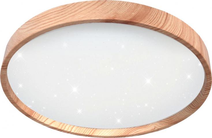 LED плафон Lidia ф390 24W 2160 lm 4000K, бяло+светло дърво, със звезден ефект - Плафони