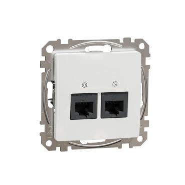 Sedna New Мех. информационна розетка, 2X RJ45 - UTP cat.5E, бяла - Ключове и контакти