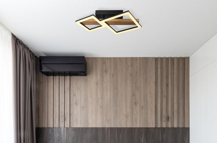 LED плафон Dustin 19W 2100 lm 3000K, черен/дърво/бял, снимка 6 - Плафони