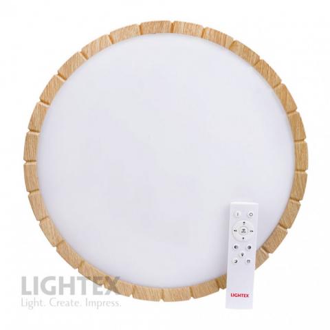 LED плафон Lightex Gordon max.54W 3240 lm 220V димируем с дитанционно ф385 мм светло дърво, снимка 3 - Плафони