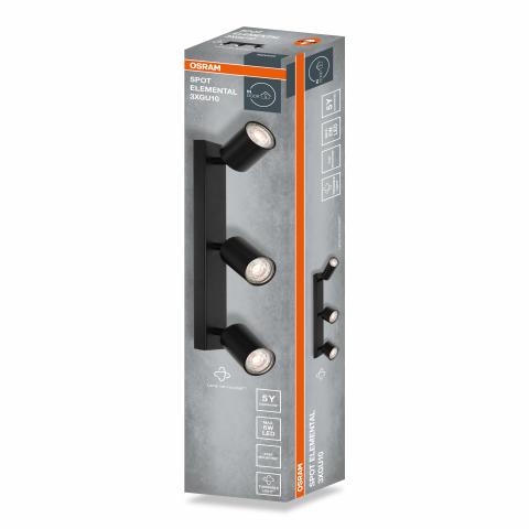 Спот тройка Osram Elemental GU10 черен, снимка 3 - Спотове