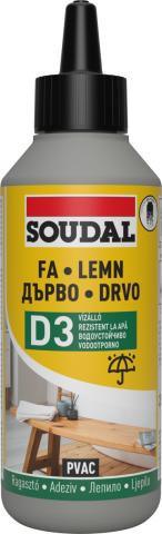 Лепило за дърво Soudal D3 250 г водоустойчиво - Лепила за дърво