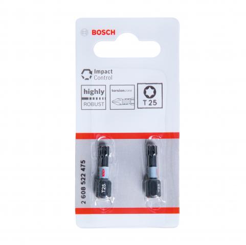 Комплект битове Impact Control T25 25 мм Bosch 2 бр. - Битове