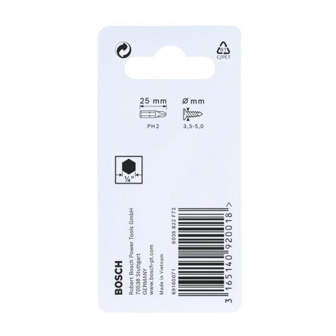 Комплект битове Bosch Impact Control PH2 25 мм 2 бр., снимка 4 - Битове