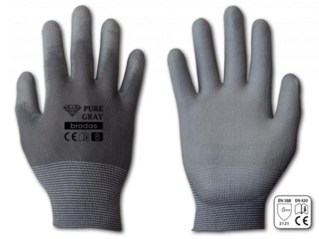 Ръкавици Pure Gray PU полиуретанови, размер 9 - Градински обувки и ръкавици