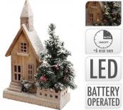 LED къщичка с коледно дърво 44 см