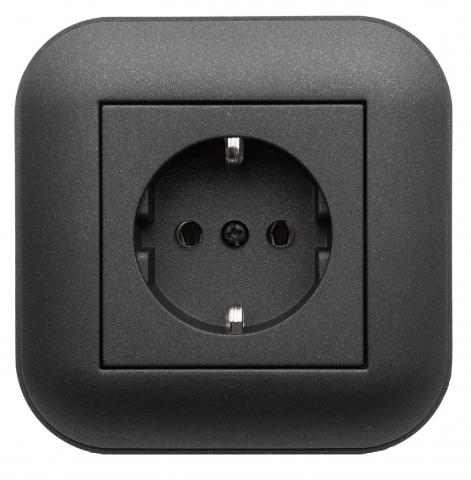 Контакт единичен черен мат Loft - Ключове и контакти