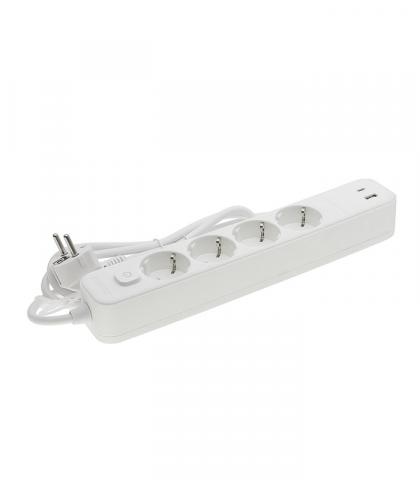 Разклонител 4-ка USB A+C 3 м кабел 3x1,5 м3 бял - Разклонители без защита