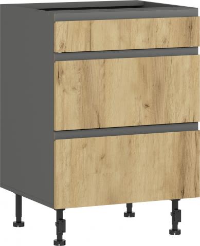Шкаф Lusil 3 чекмеджета H-60/87 графит/златен дъб крафт - Модулни кухни с онлайн поръчка