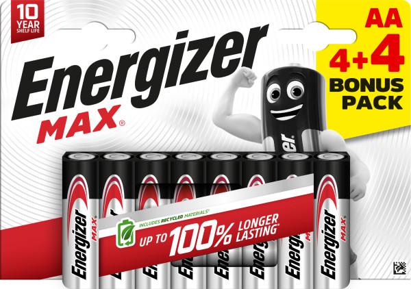 Батерии Energizer MAX AA, 4+4 бр. - Батерии