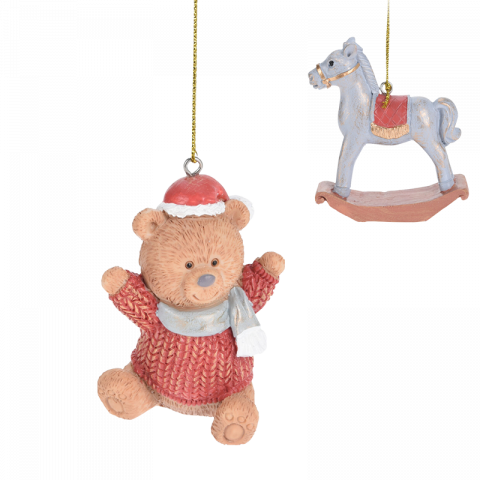 Коледна играчка мече и конче - Висулки за елхата