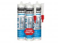 Санитарен силикон Ceresit CS 15 Premium 3 x 280 мл, прозрачен