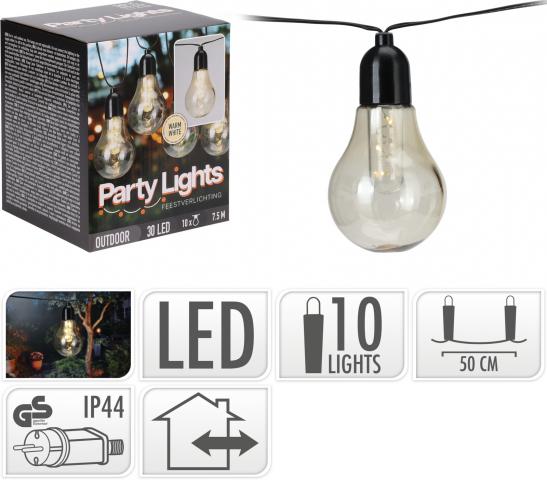 LED парти крушки 10 бр. топла светлина - Градински лампи