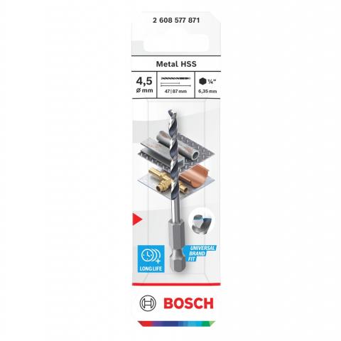 Свредло Bosch Metal HSS HEX 4.5х47x87 мм, снимка 3 - Свредла за метал
