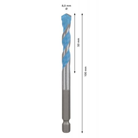 Свредло Bosch Expert HEX-9 Multi Construction 8x50x100 мм, снимка 2 - Свредла универсални