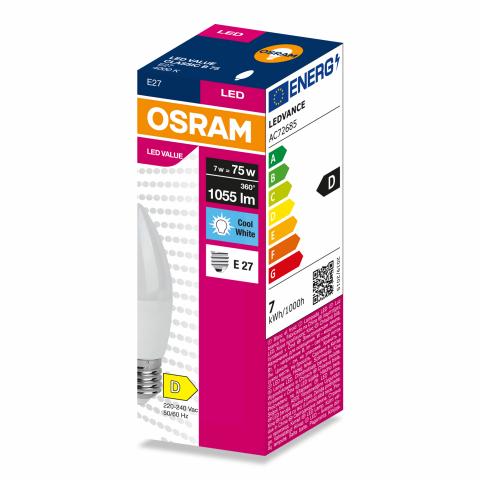 LED крушка Osram CLB75 E27 1055 lm 4000K 7W, снимка 4 - Лед крушки е27