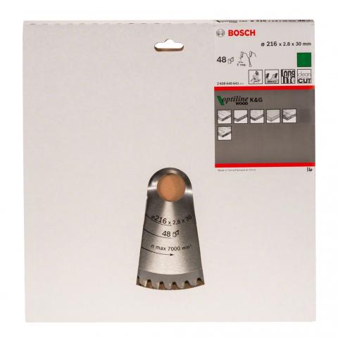 Диск за циркуляр Bosch Optiline for Wood 216x30x2.8 мм 48, снимка 2 - Циркулярни дискове