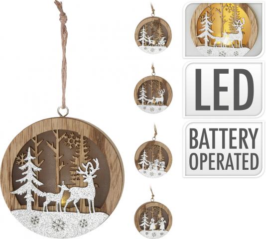 Коледна LED декорация от дърво микс - Светещи фигури