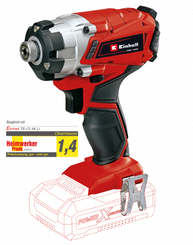 Акумулаторен ударен винтоверт Einhell TE-CI 18/1 Li PXC Solo, снимка 3 - Акумулаторни винтоверти