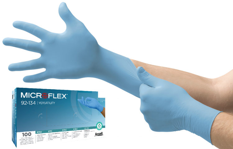 Нитрилни ръкавици Ansell Microflex 92-134 100 бр. XL - Гумени ръкавици