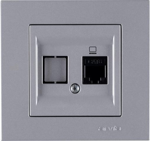 Karen сребрист розетка единична 1xRJ45 (CAT 6) - Ключове и контакти