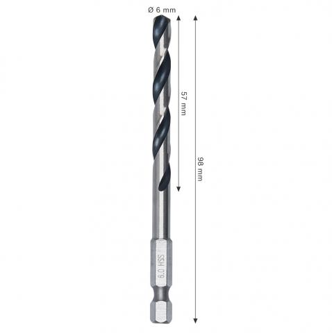 Свредло Bosch Metal HSS HEX 6х57x98 мм, снимка 2 - Свредла за метал