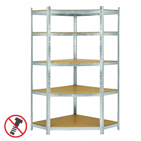 Стелаж ъглов 180х90х90x40x40 см 5x175 кг поцинкован - Метални стелажи