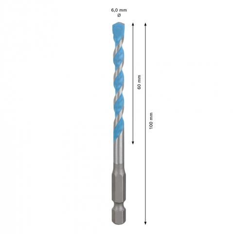 Свредло Bosch Expert HEX-9 Multi Construction 6x60x100 мм, снимка 2 - Свредла универсални
