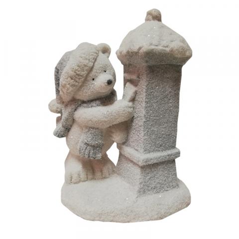 Фигура мече с пощенска кутия 19 см - Коледни фигури