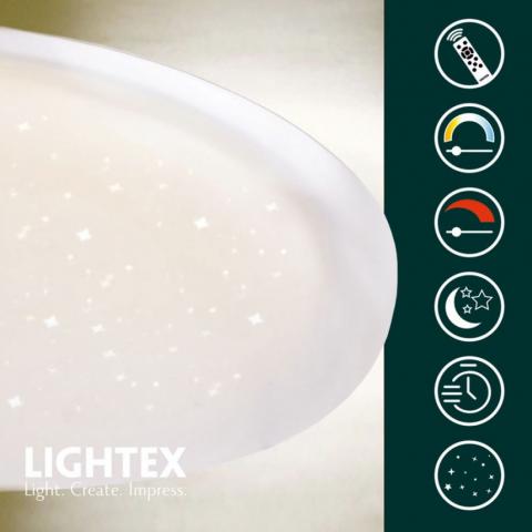 LED плафон Lightex Calypso max.54W 4400 lm 220V димируем с дитанционно ф400 мм бял, снимка 3 - Плафони