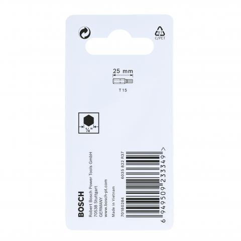 Комплект битове Impact Control T15 25 мм Bosch 2 бр., снимка 4 - Битове