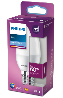 LED крушка Philips Е14 7W 806 Lm 6500K, свещ - Лед крушки е14