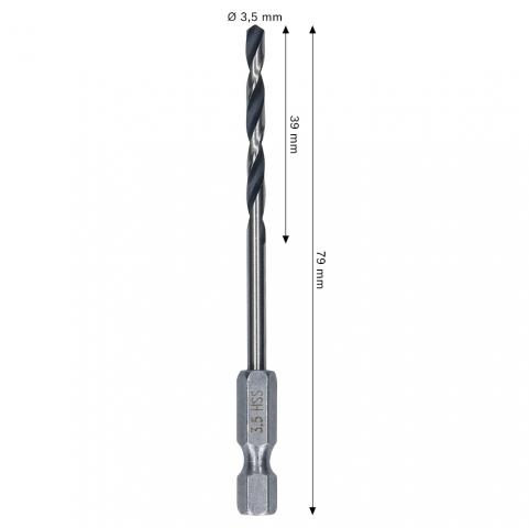 Свредло Bosch Metal HSS HEX 3.5х39x79 мм, снимка 2 - Свредла за метал
