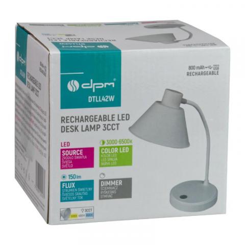 LED работна лампа, акумулаторна, 150 lm, 3000/4000/6400 K, бял, снимка 5 - Лампи за бюро