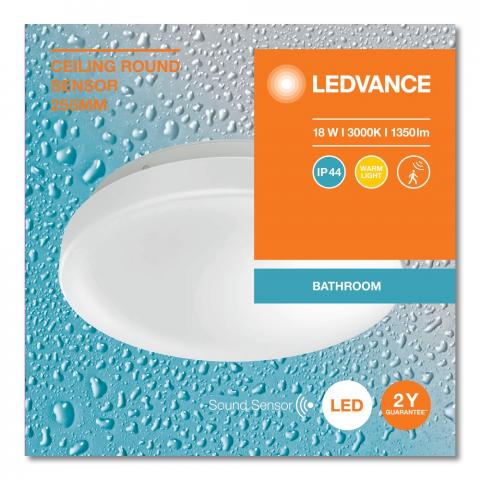 LED плафон със сензор Ledvance 18W 3000K, снимка 3 - Лампи за баня