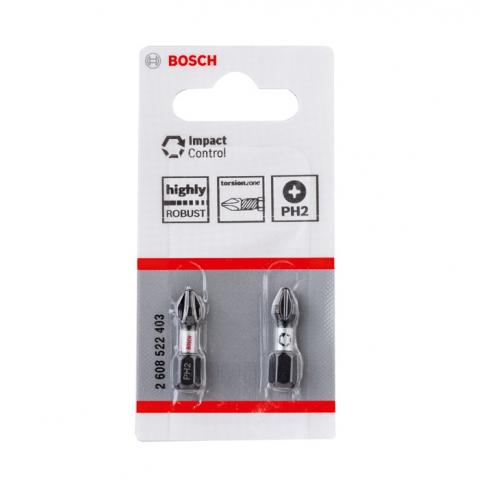 Комплект битове Bosch Impact Control PH2 25 мм 2 бр. - Битове